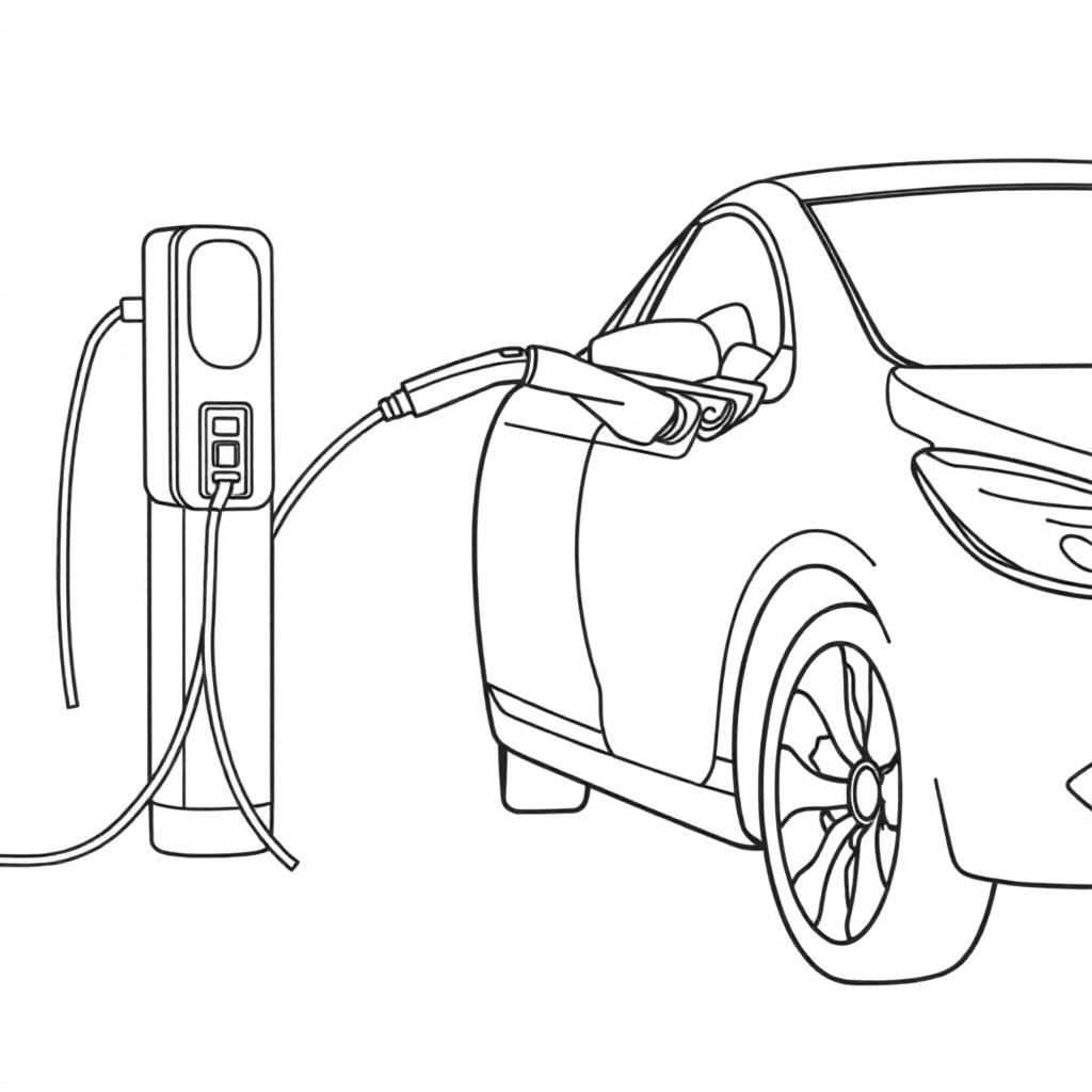 Electric car charging صفحات التلوين