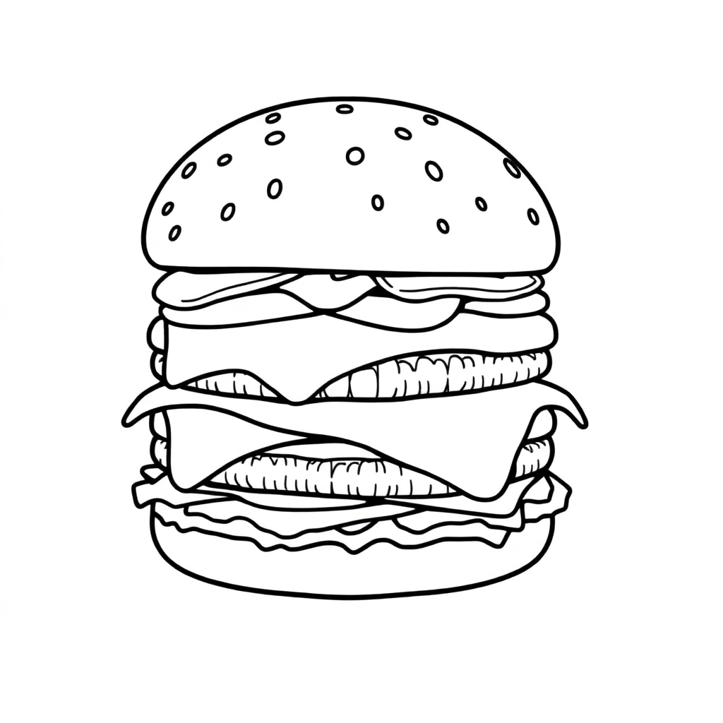 burger with cheese lava on the top صفحات التلوين
