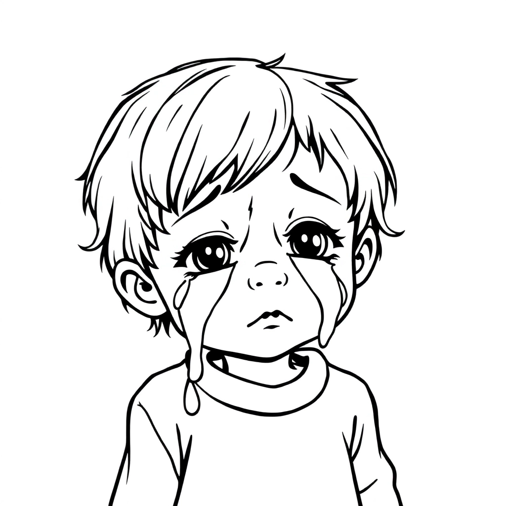 流泪的孩子 Coloring Pages