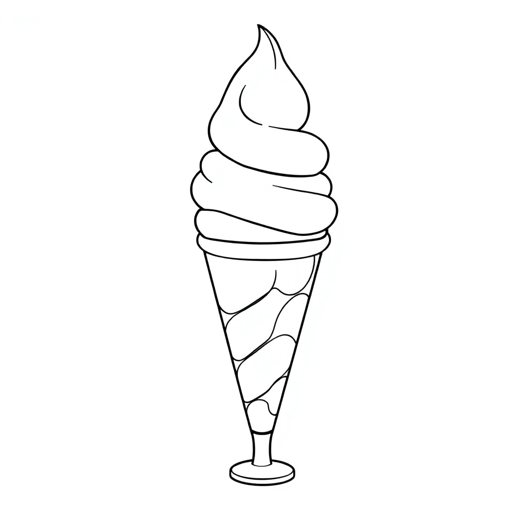 Ice Cream i n cartoon outlines style صفحات التلوين