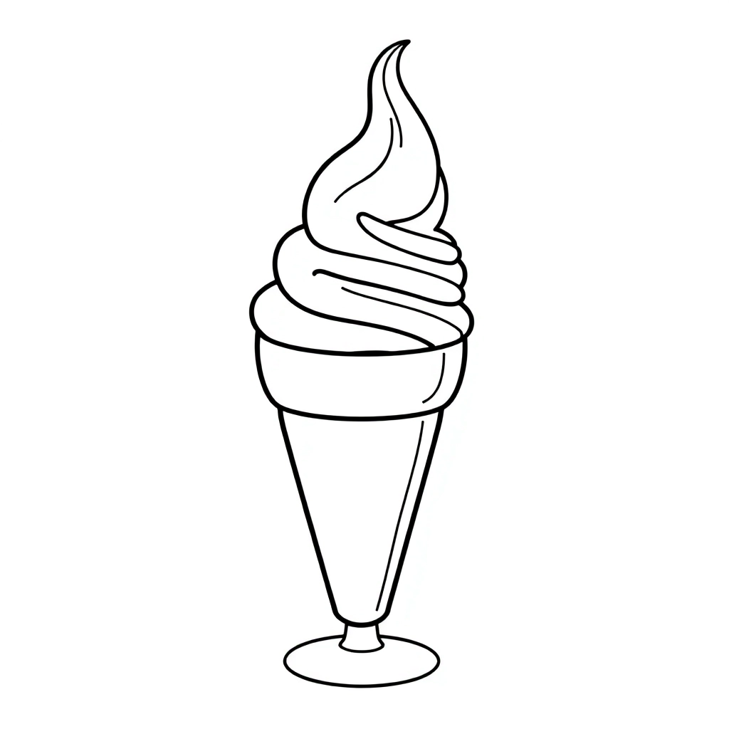 Ice Cream i n cartoon outlines style صفحات التلوين
