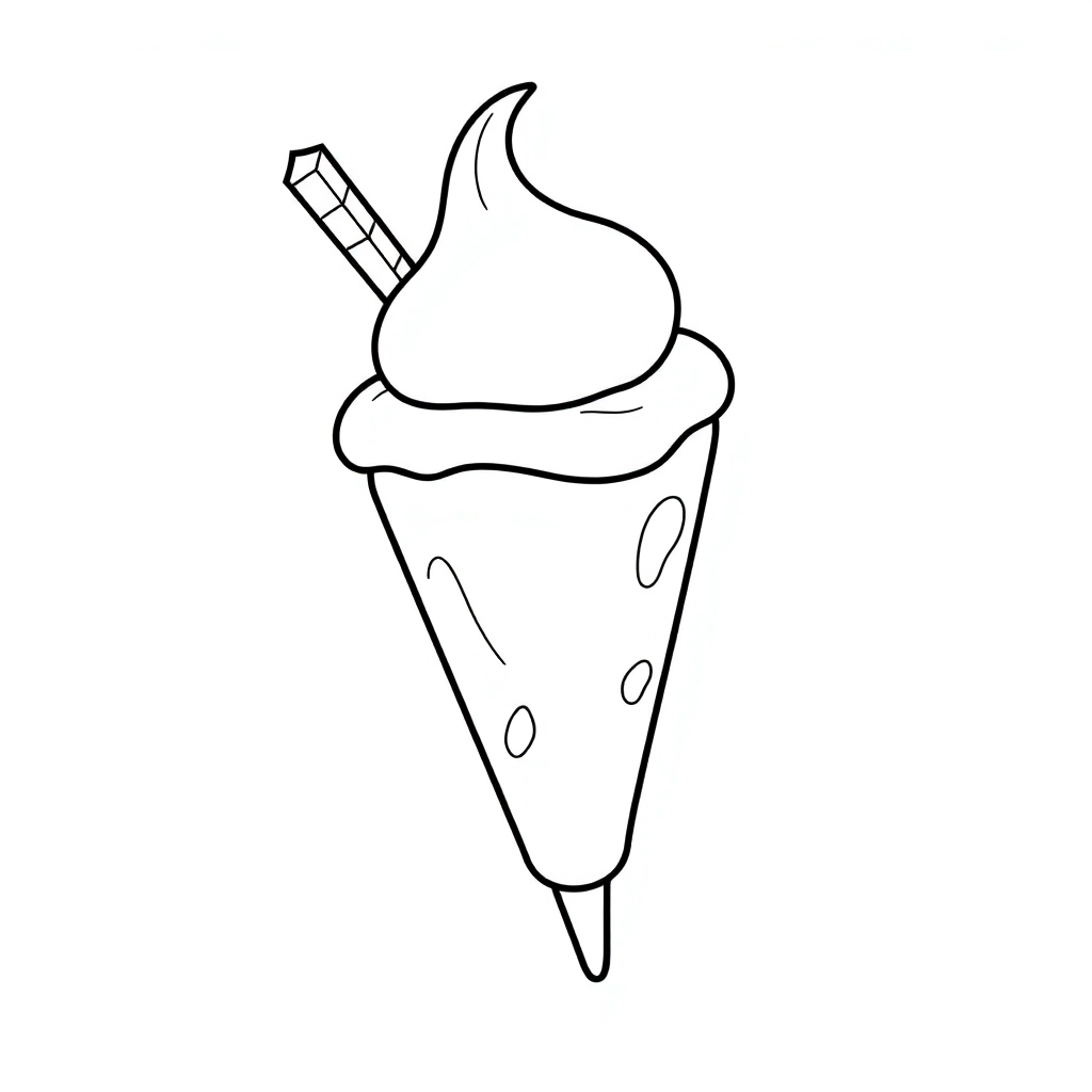 Ice Cream in cartoon outlines style صفحات التلوين