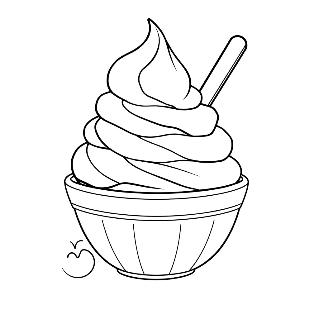 Ice Cream in cartoon outlines style صفحات التلوين