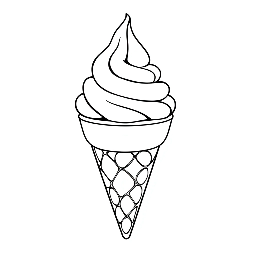 Ice Cream in cartoon outlines style صفحات التلوين