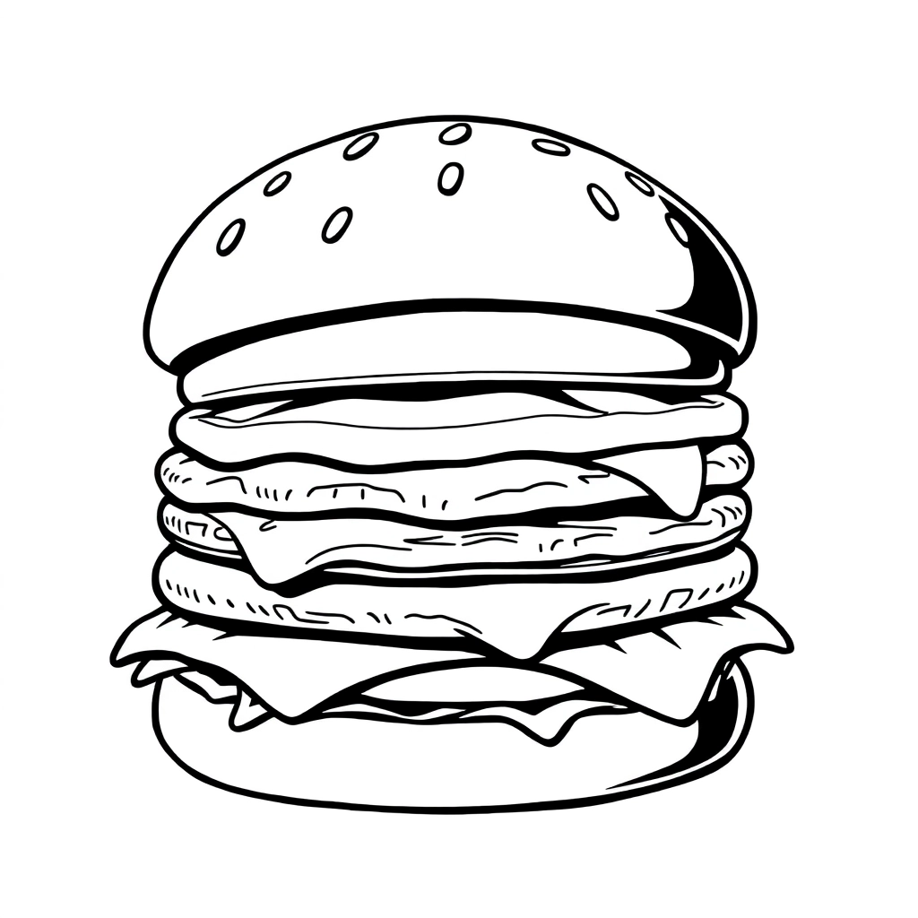 simple hamburger صفحات التلوين