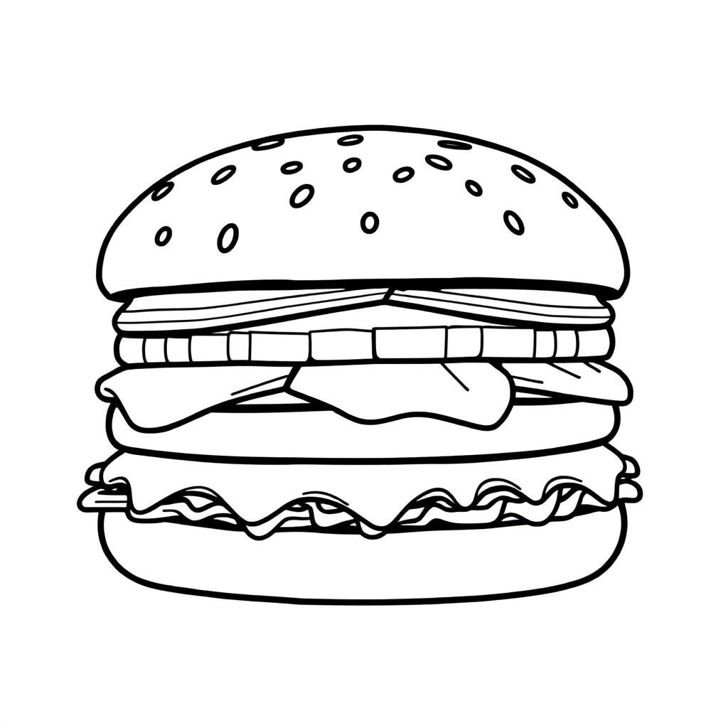 simple hamburger صفحات التلوين