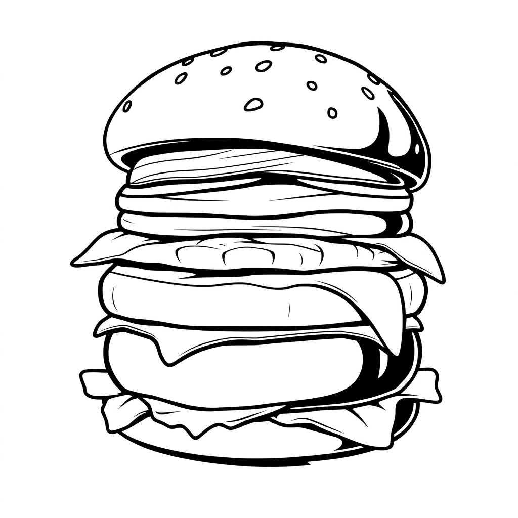 simple hamburger صفحات التلوين