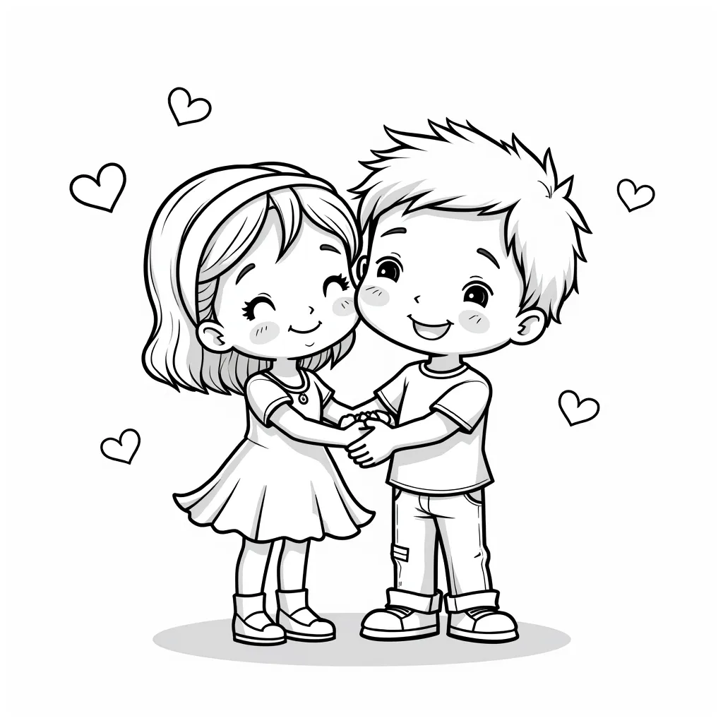 a cute couple cuddling coloring pages