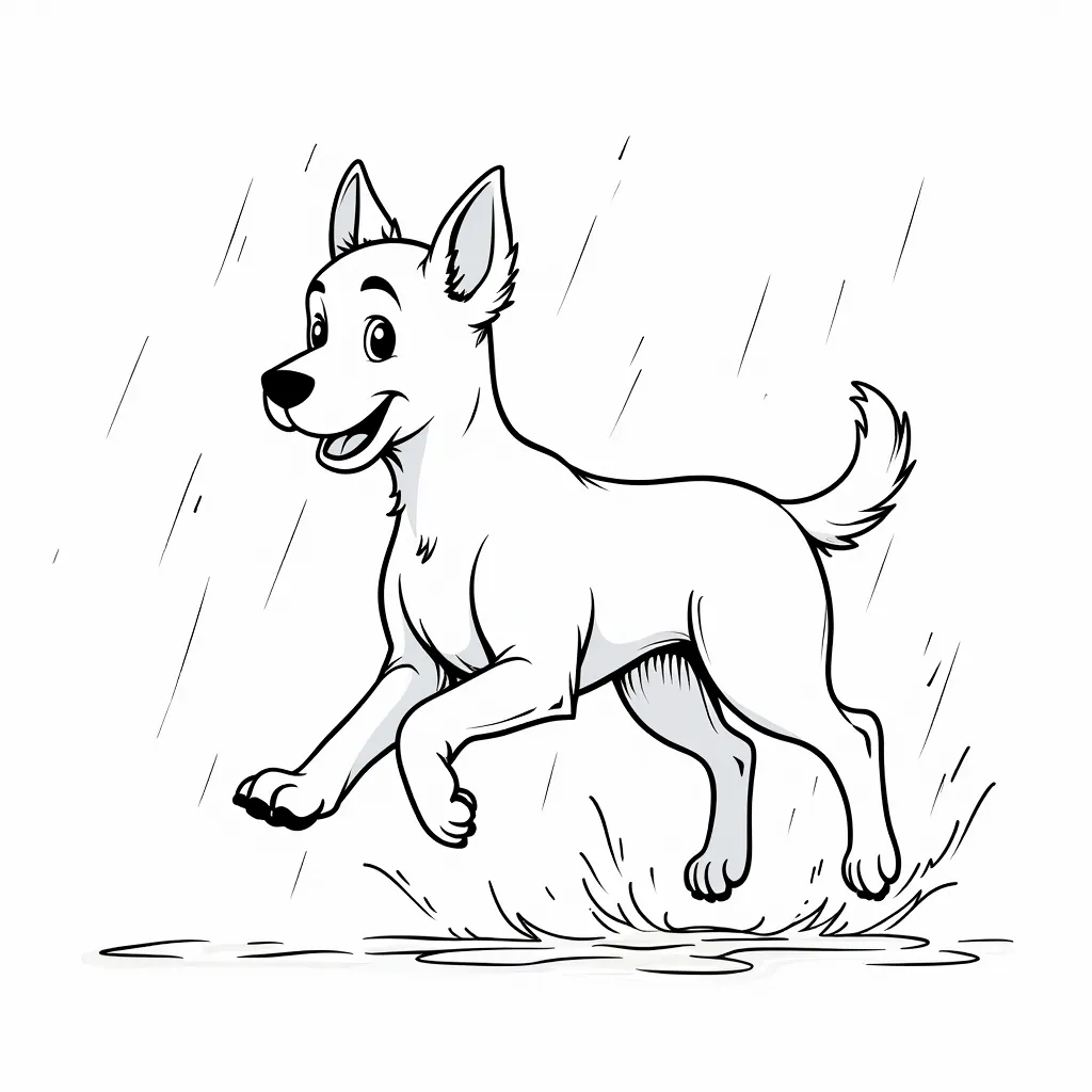 running dog in rain coloring pages