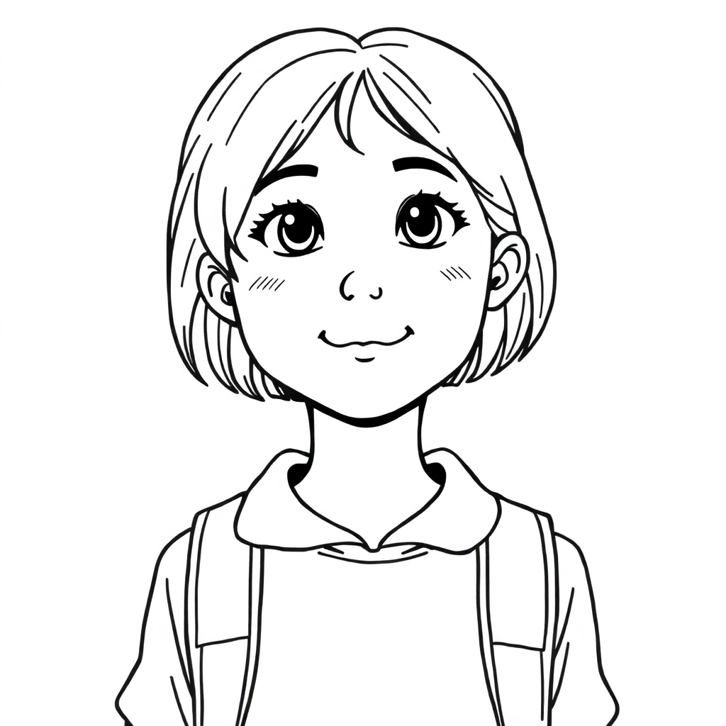 小学生女正面特写 صفحات التلوين