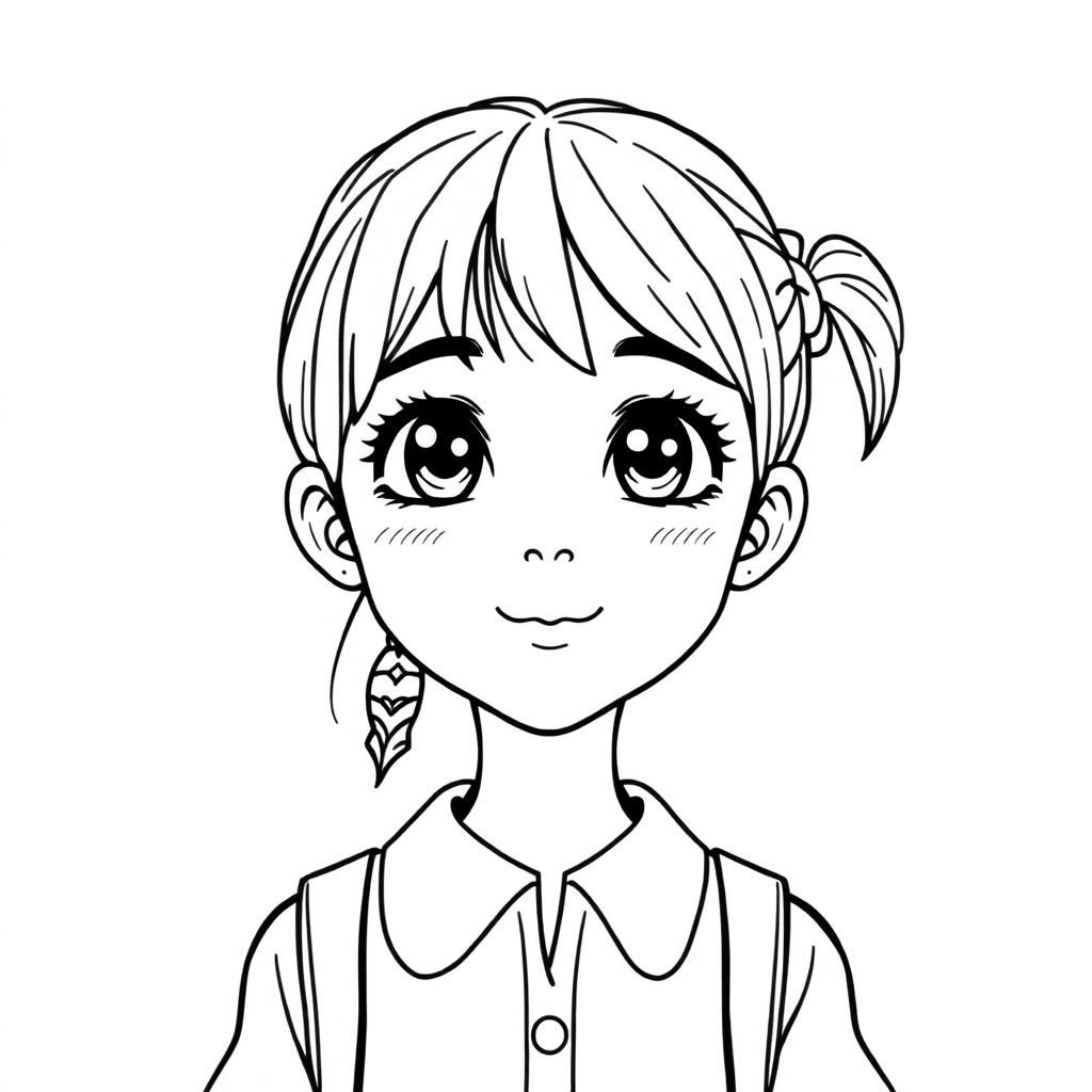 小学生女正面特写 صفحات التلوين