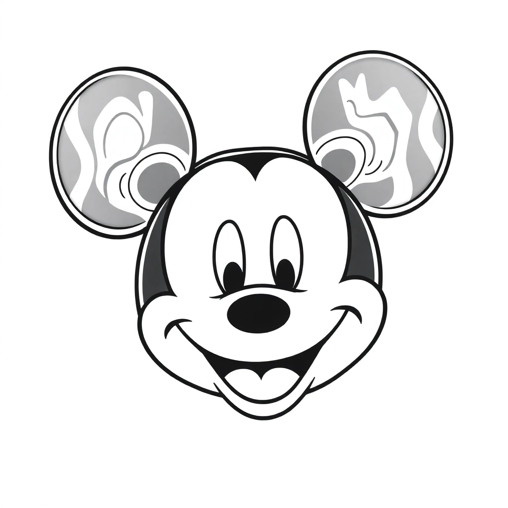 70s psychedelic blacklight poster with Mickey Mouse face psych aesthetic bold fluorescent colors صفحات التلوين