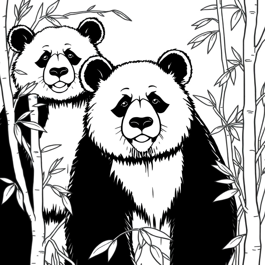 Giant pandas eat bamboo in China صفحات التلوين