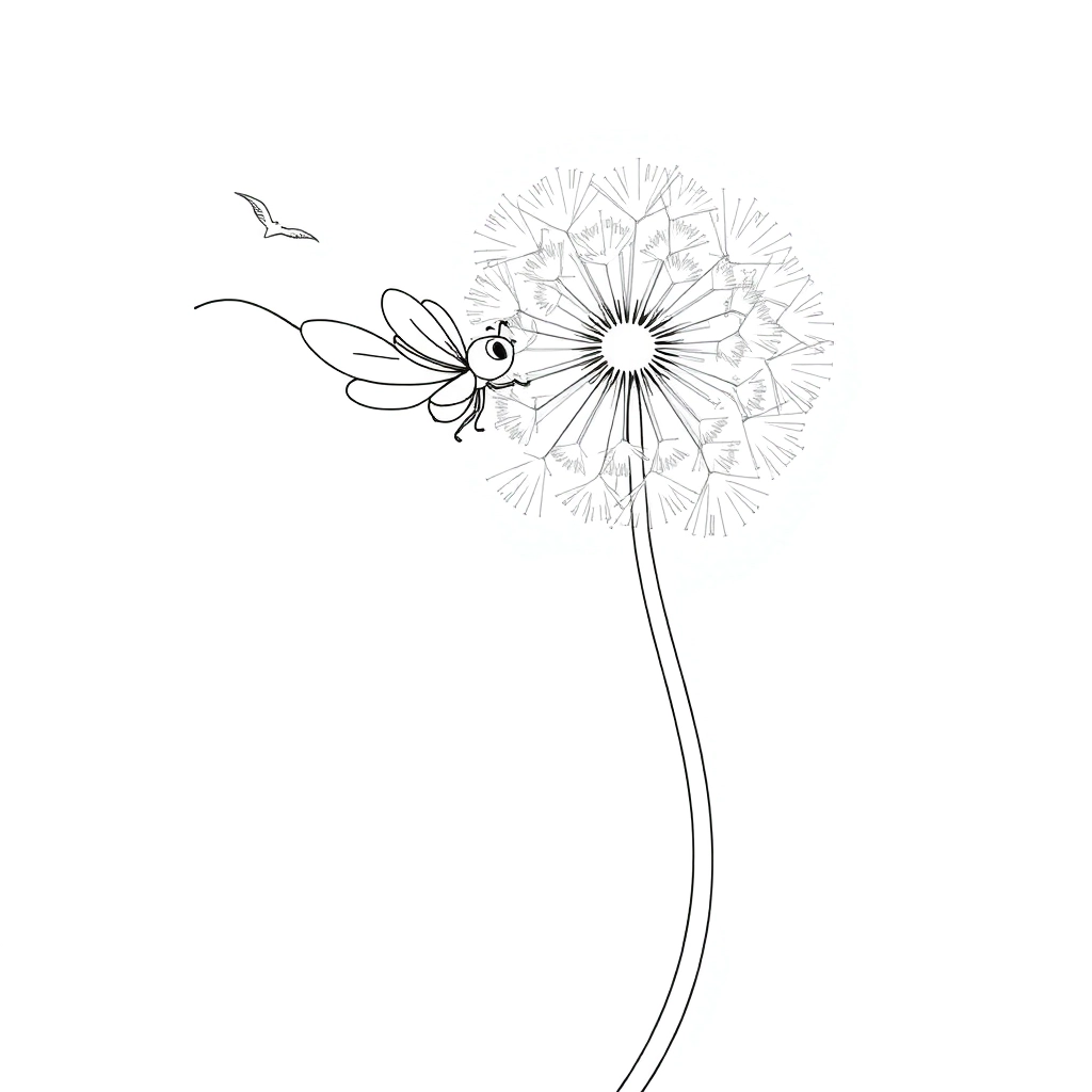 hoa bồ công anh bay nhiều trong gió Coloring Pages