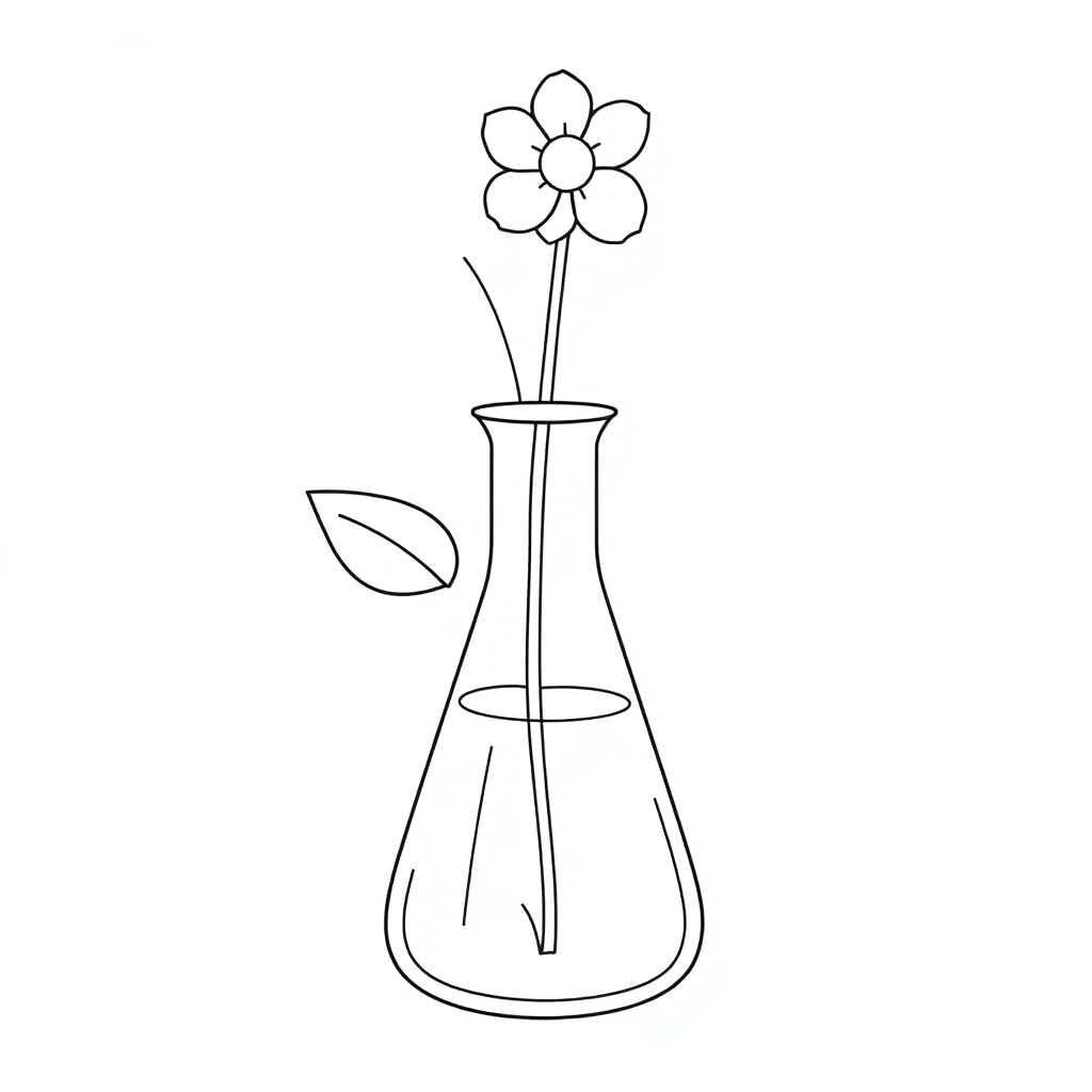 a plant into a beaker of water  صفحات التلوين