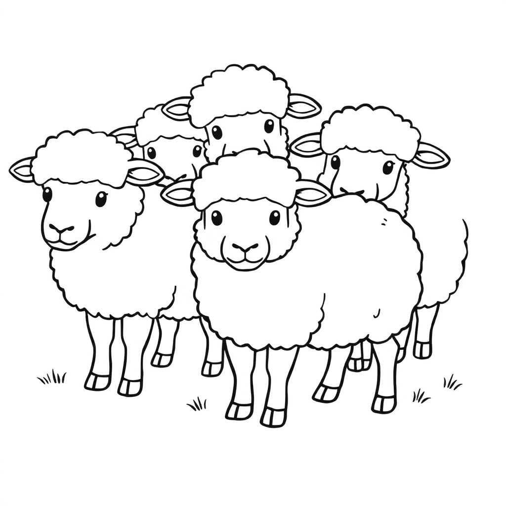 a group of sheeps and one sheep in the upper corner صفحات التلوين