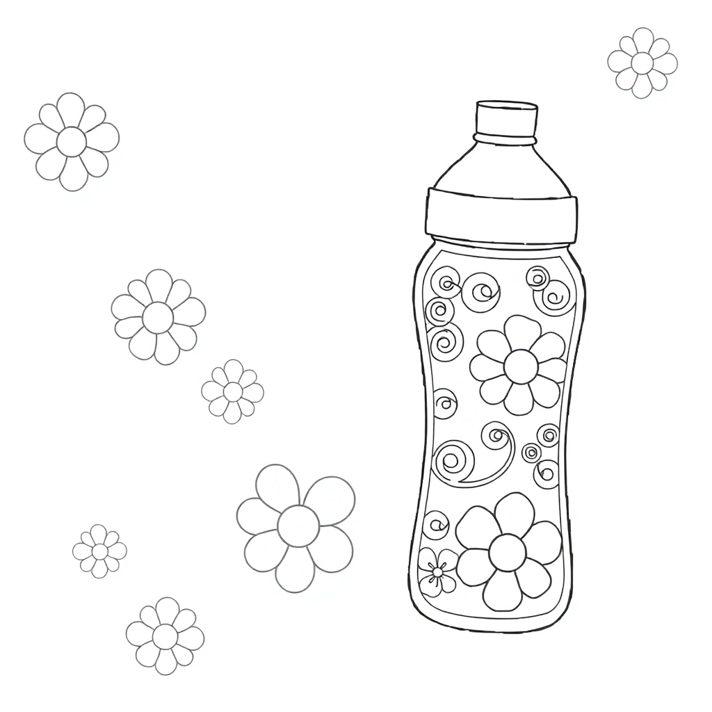 Water bottle with patterns صفحات التلوين