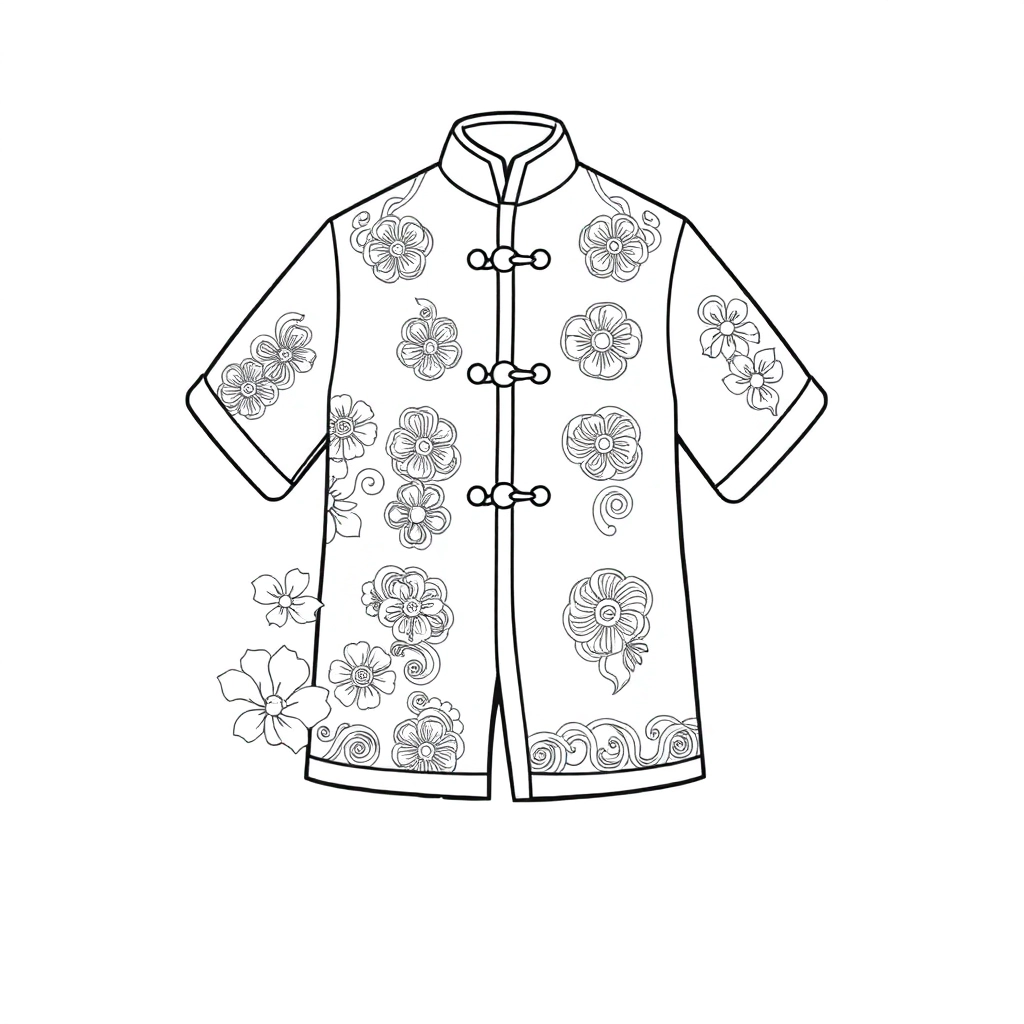 Clothes with traditional Chinese patterns صفحات التلوين