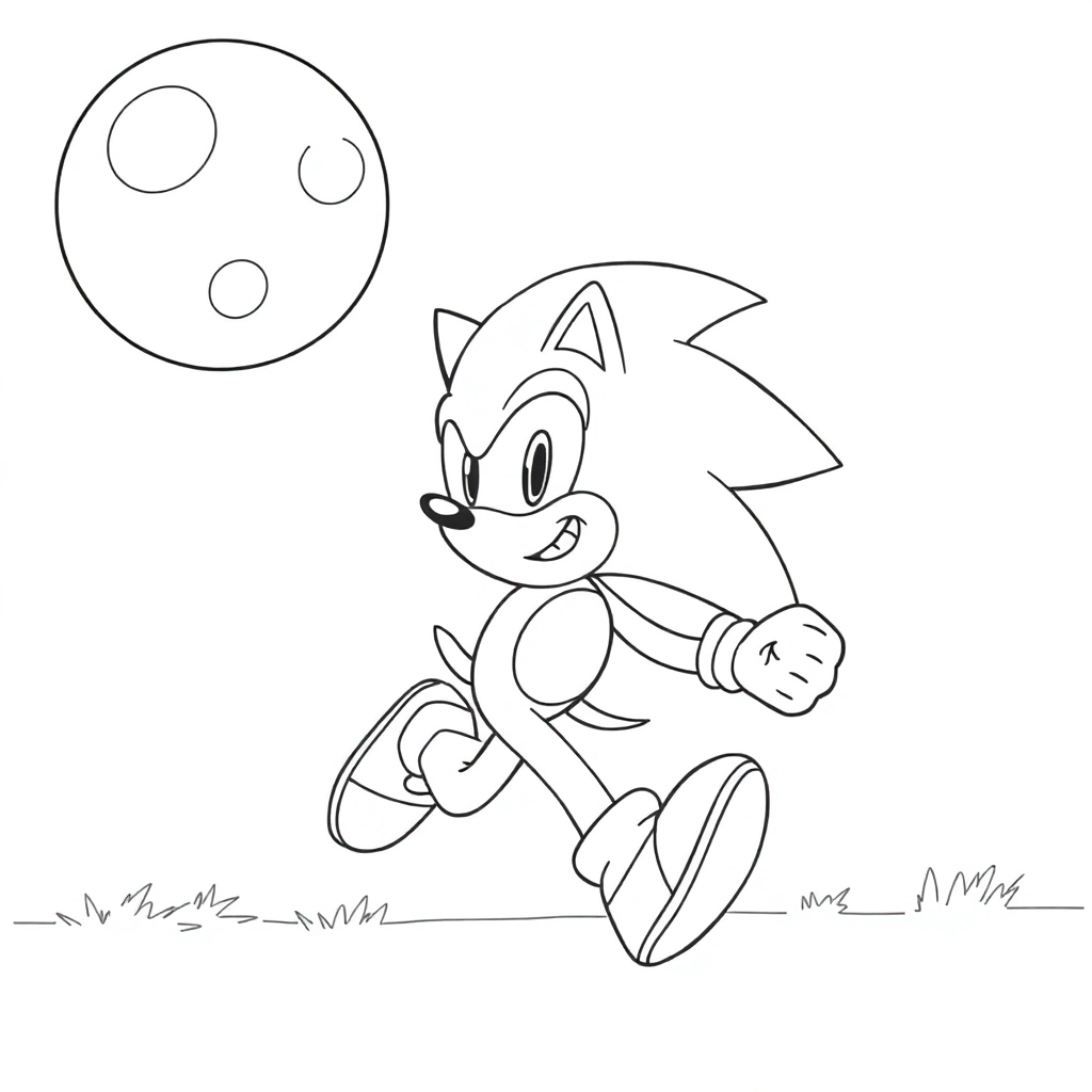 索尼克在月球上飞奔 Coloring Pages