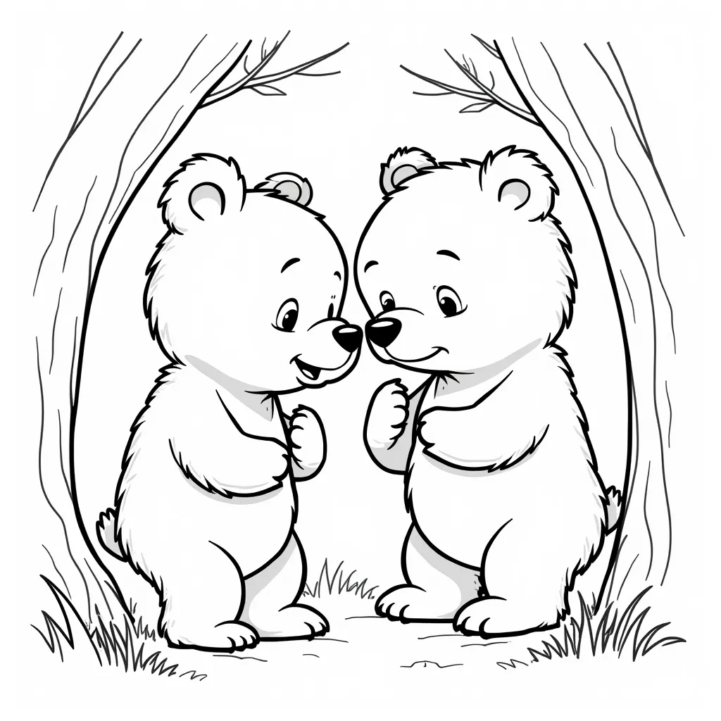 The Bear guys playing hide and seek coloring pages