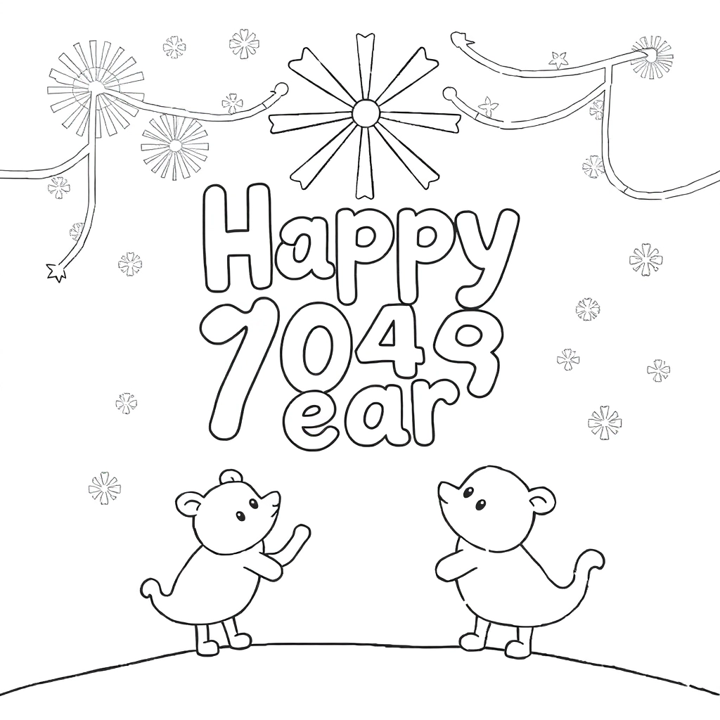 2025新年 صفحات التلوين