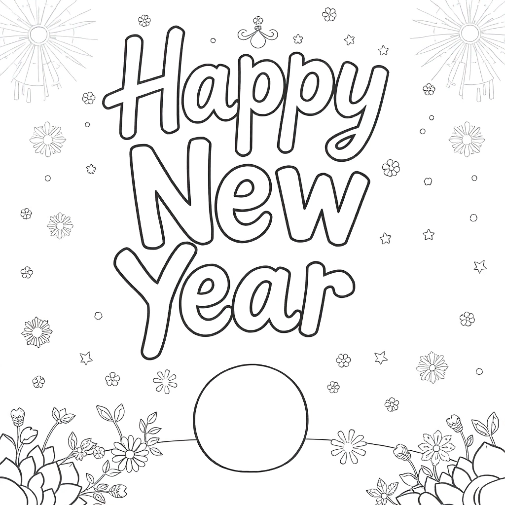 新年快乐 صفحات التلوين
