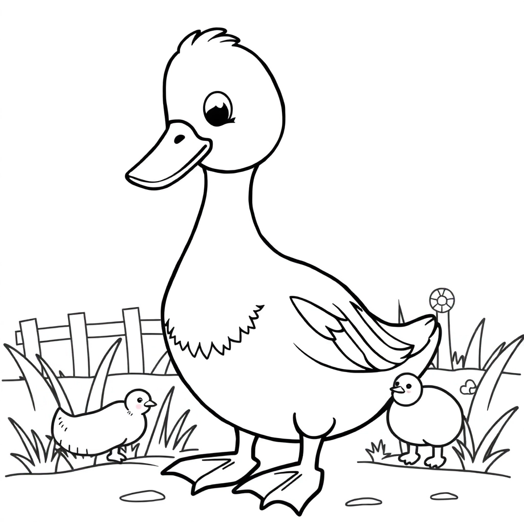 a duck in farm صفحات التلوين