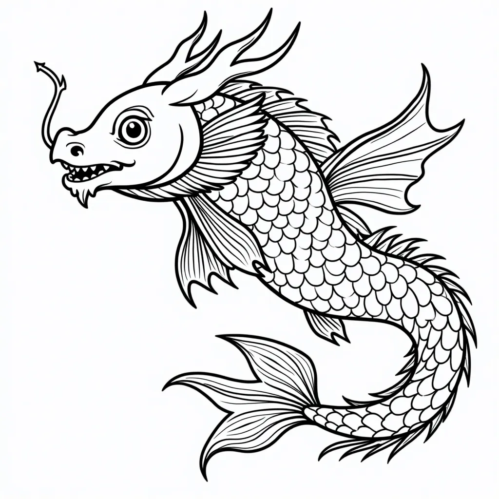 golden dragon fish coloring pages