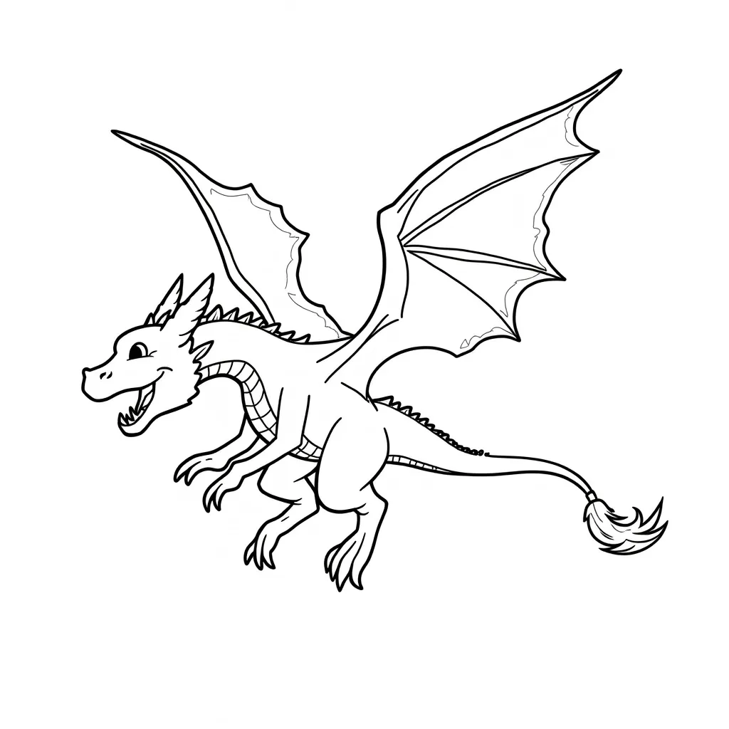 dragon in the air with fire coloring pages