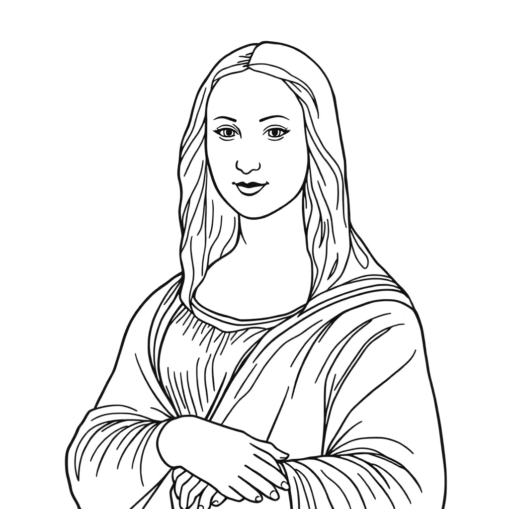 pixel art version of Mona Lisa  صفحات التلوين