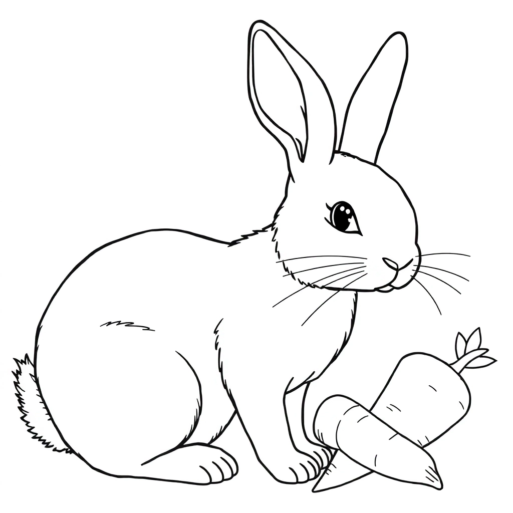 A rabbit is holding a carrot صفحات التلوين