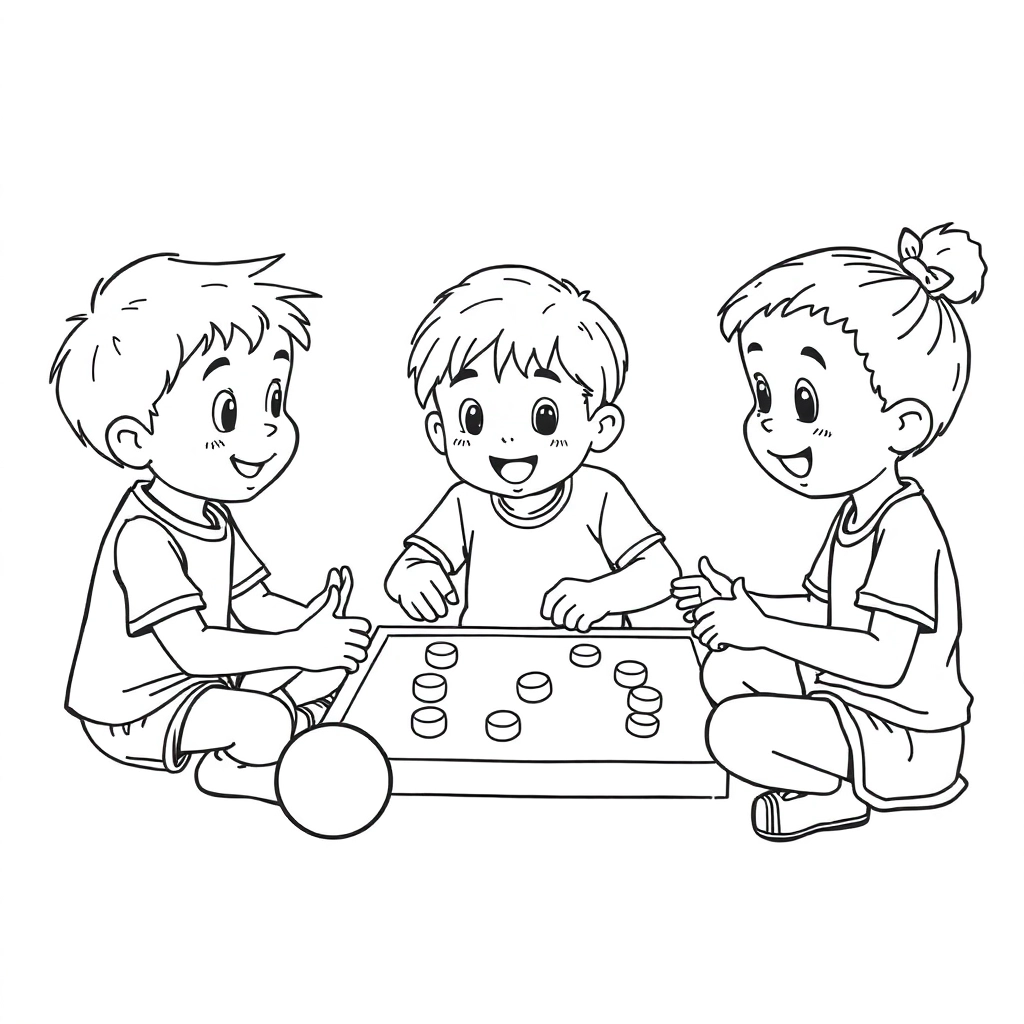 Children in kindergarten play a game of dropping handkerchief صفحات التلوين
