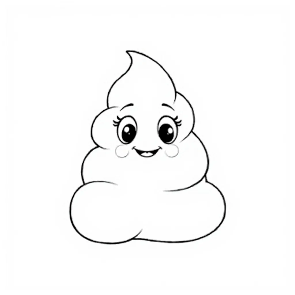 cute poo with girl face coloring pages