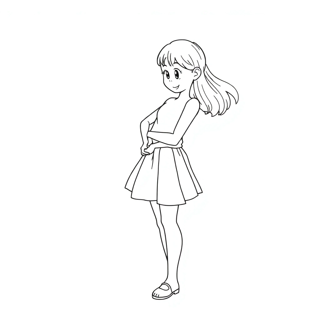 女孩穿着短裙 صفحات التلوين