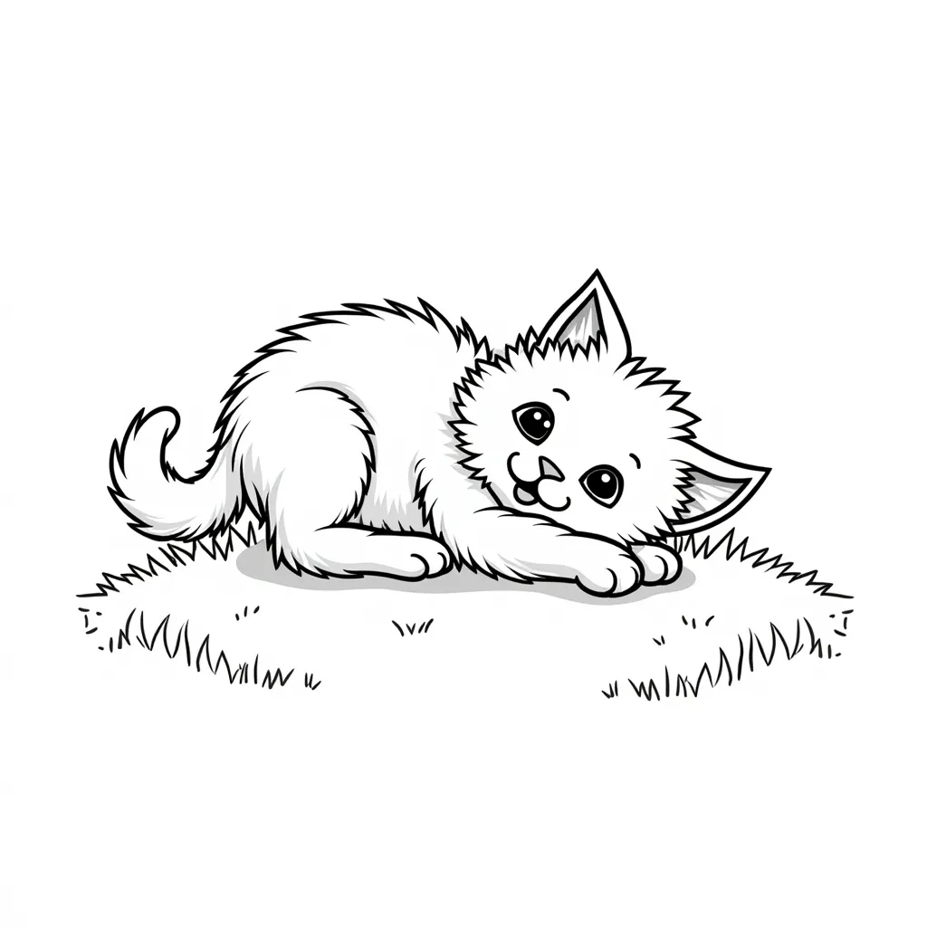 小猫在草地上打滚 coloring pages