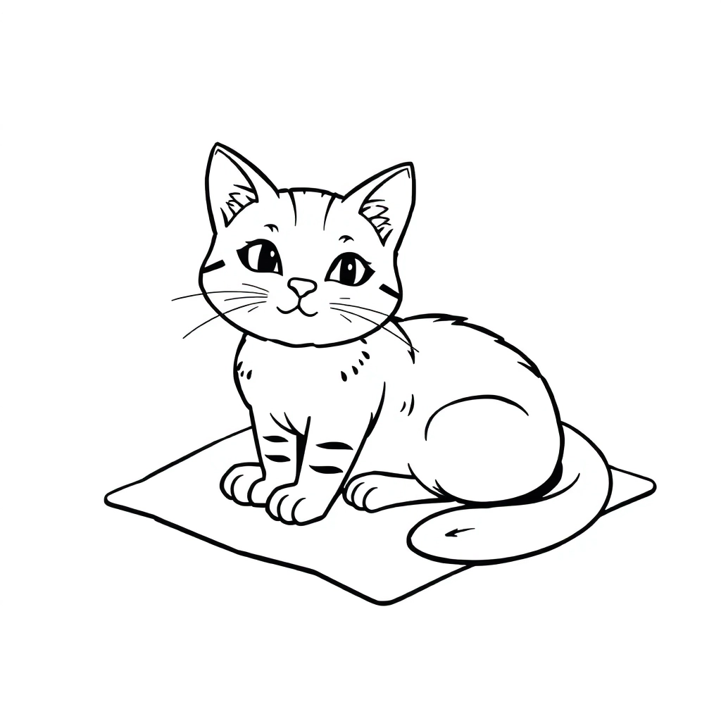 卡通画一只睡在垫子上的猫 صفحات التلوين