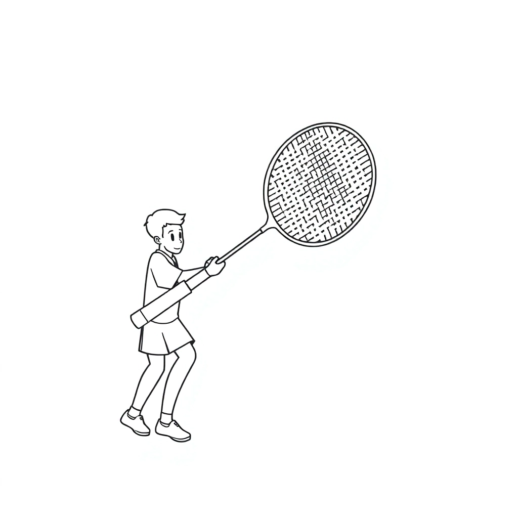 children  Double Badminton drawing line صفحات التلوين
