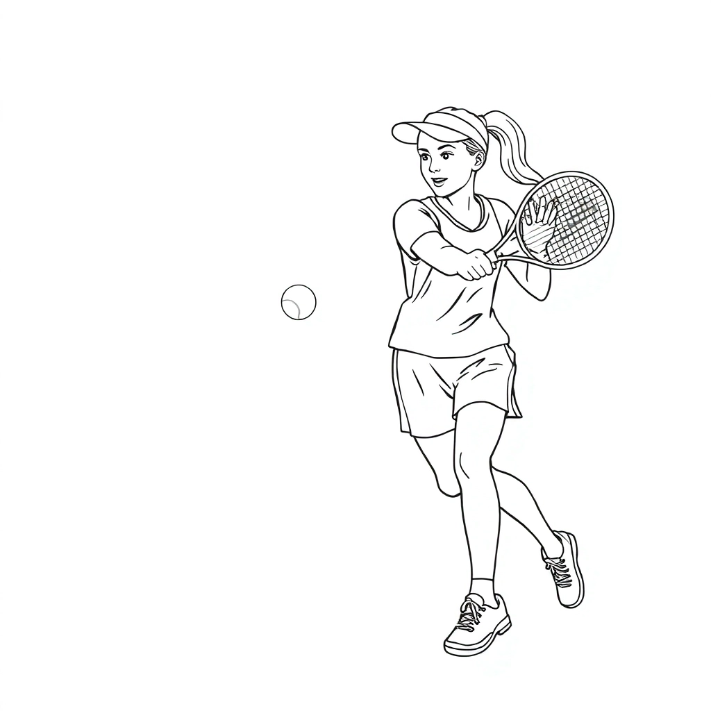 children  Double Tennis drawing line صفحات التلوين