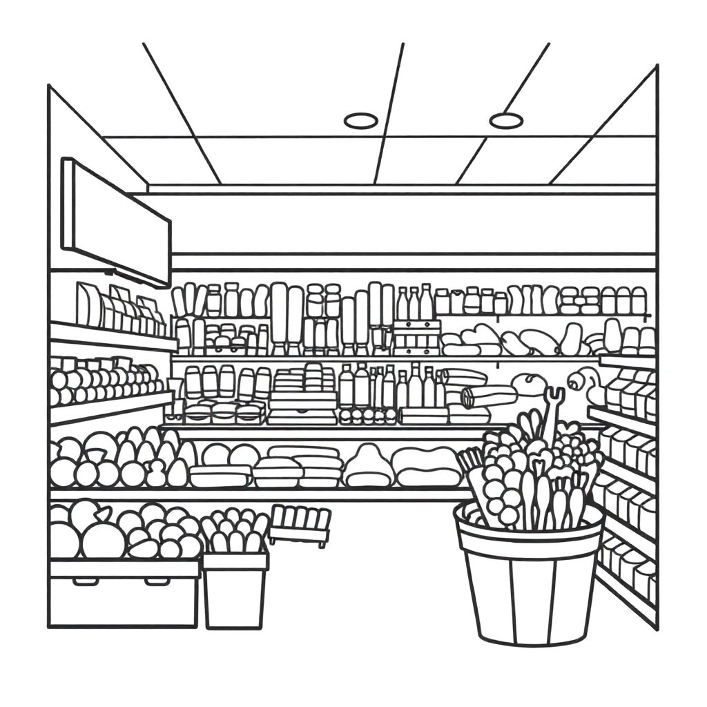 supermarket صفحات التلوين