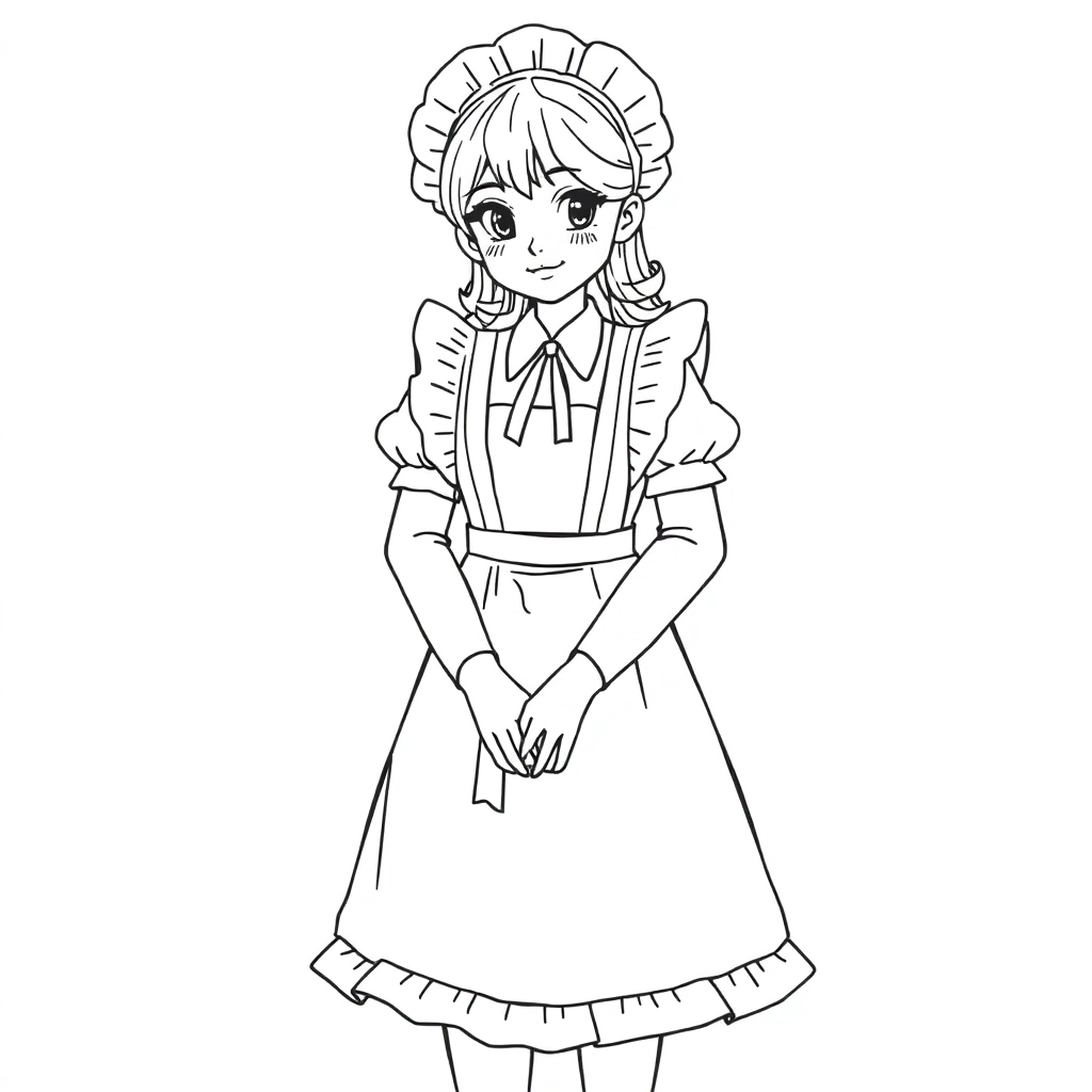 Frieren wearing a maid costume صفحات التلوين
