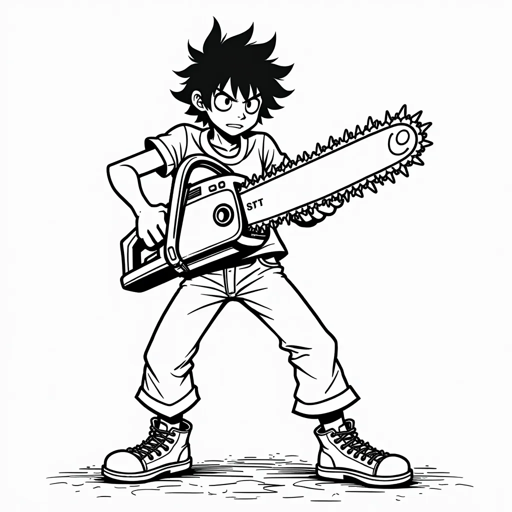 chainsaw man fighting monkey d luffy coloring pages