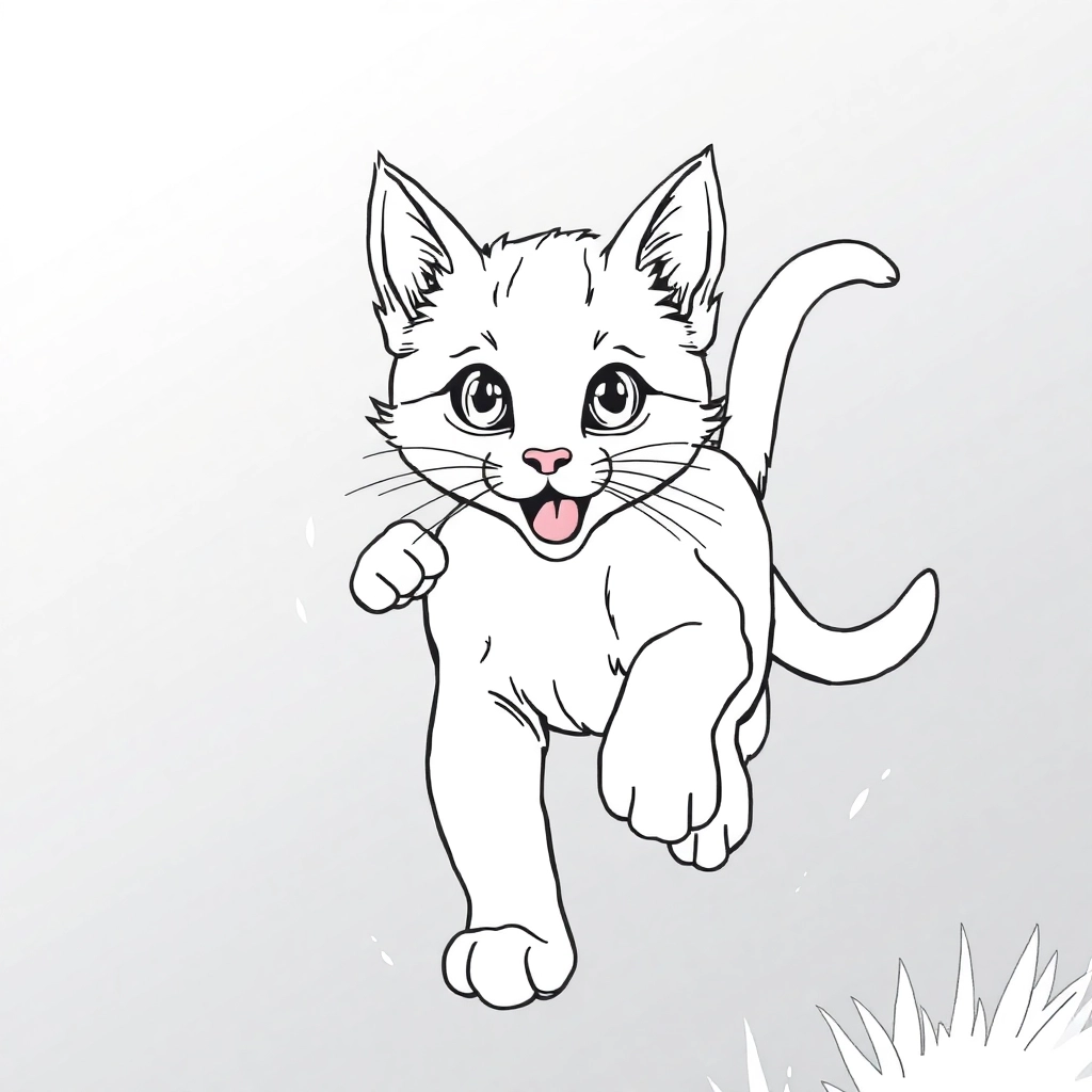 正在奔跑的小猫 صفحات التلوين