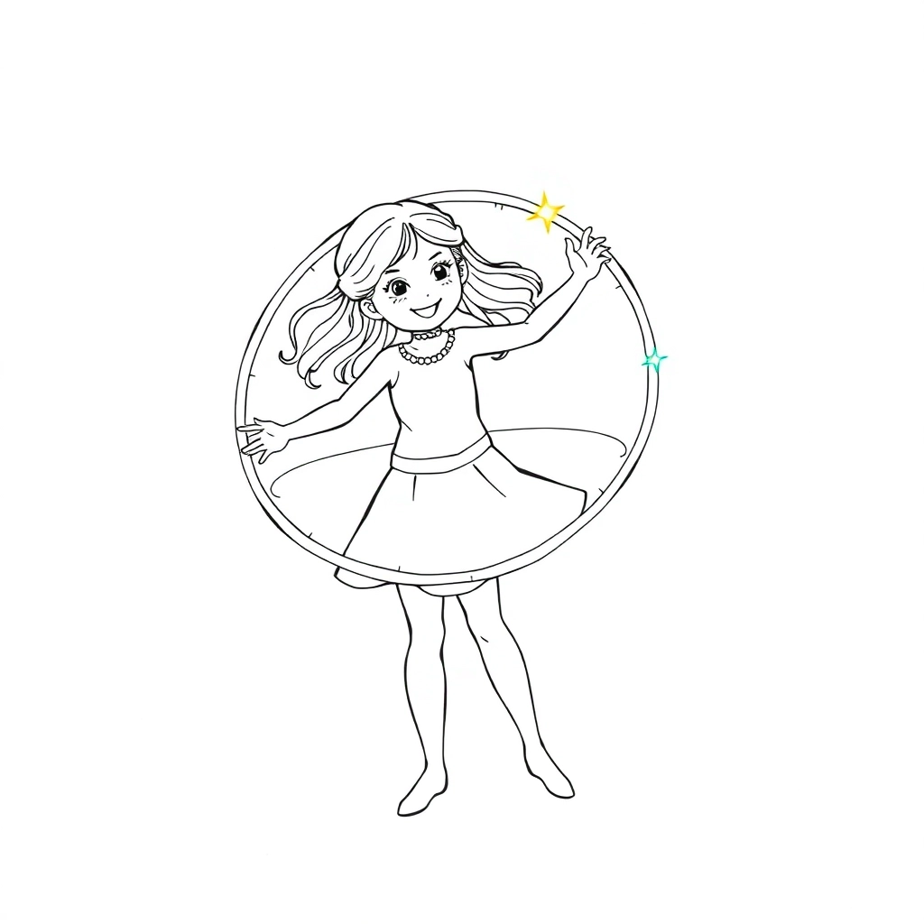 Little Girl Hula Hoop sport صفحات التلوين