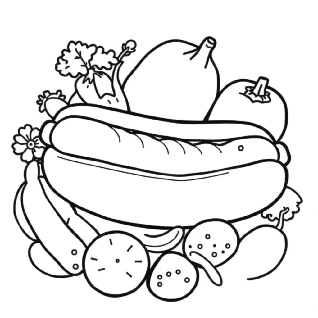 hotdog with meat and vegetable صفحات التلوين