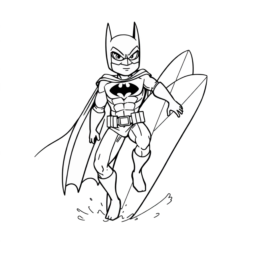 batman riding a surf board صفحات التلوين