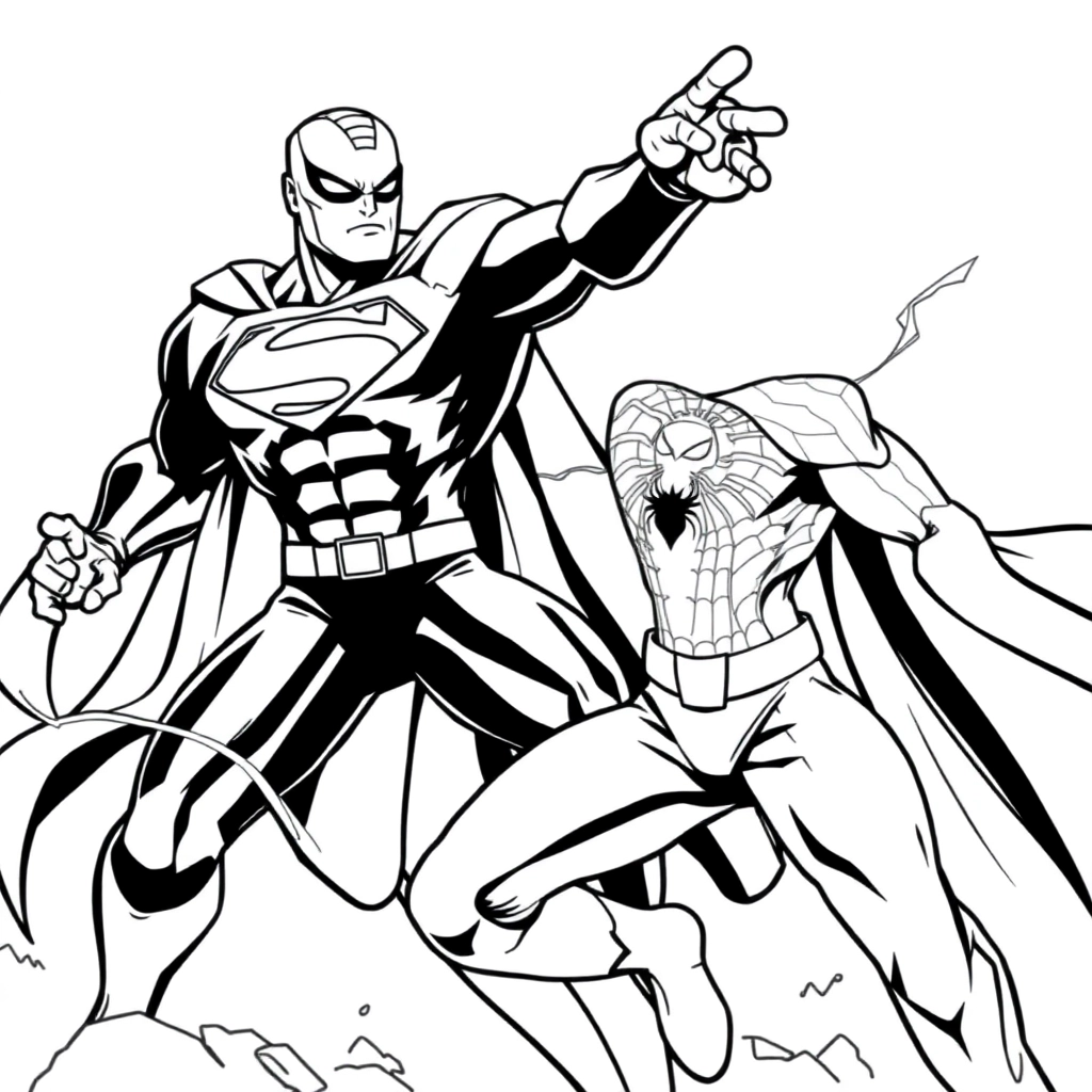 superman vs spiderman صفحات التلوين