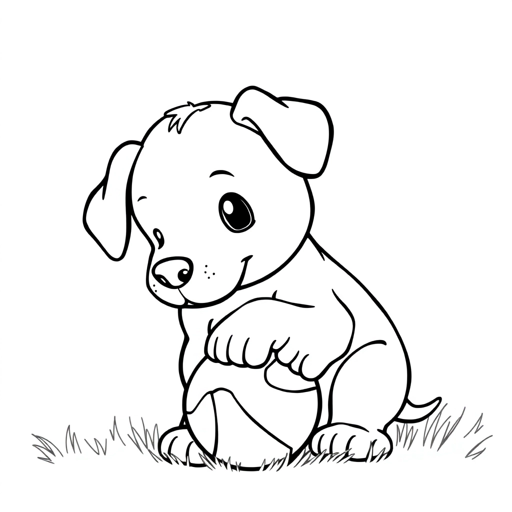 cute puppy is playing boll صفحات التلوين