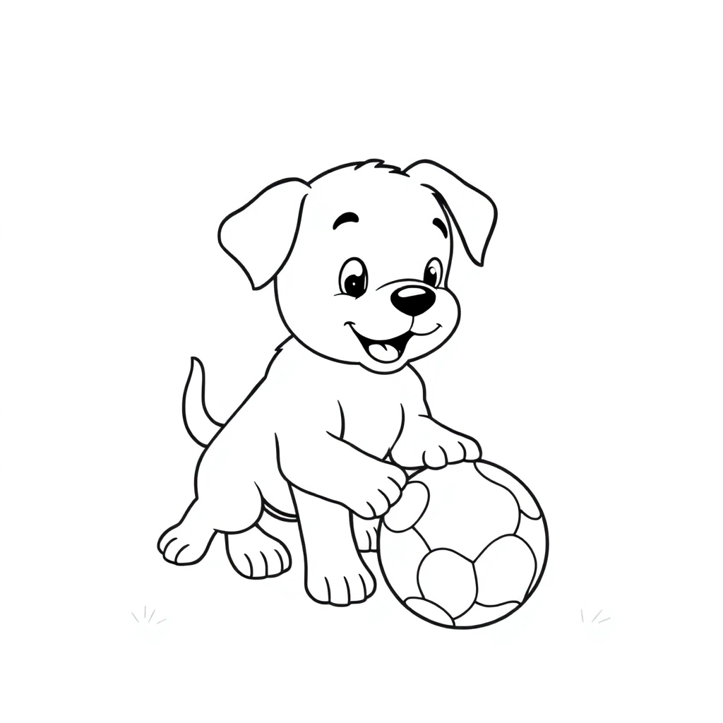 cute puppy is playing boll صفحات التلوين