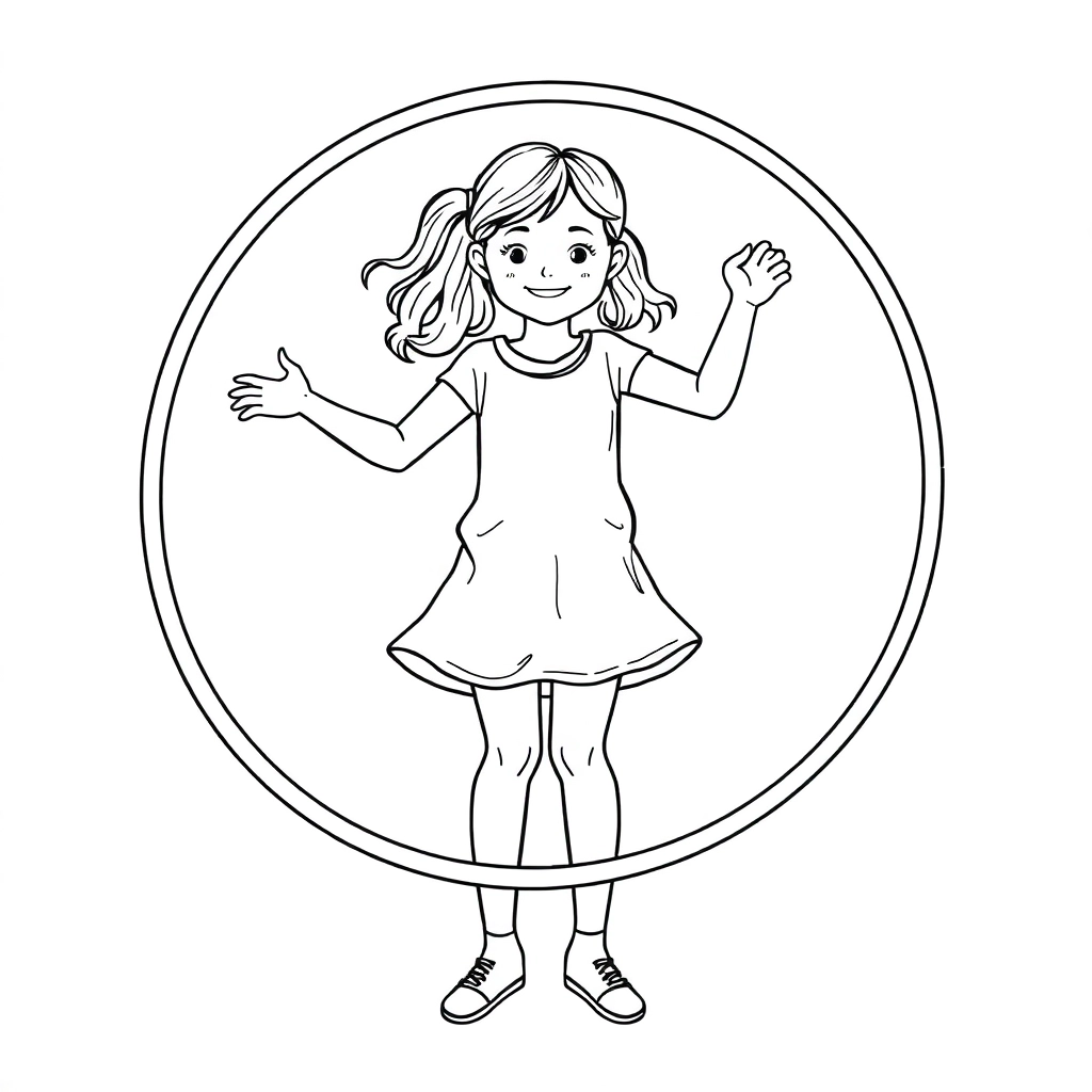 Little girl hulahooping Front صفحات التلوين
