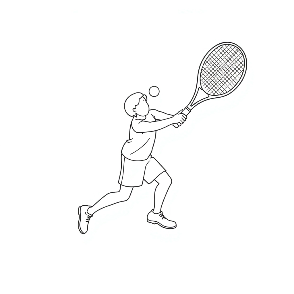 children Double Tennis drawing line صفحات التلوين